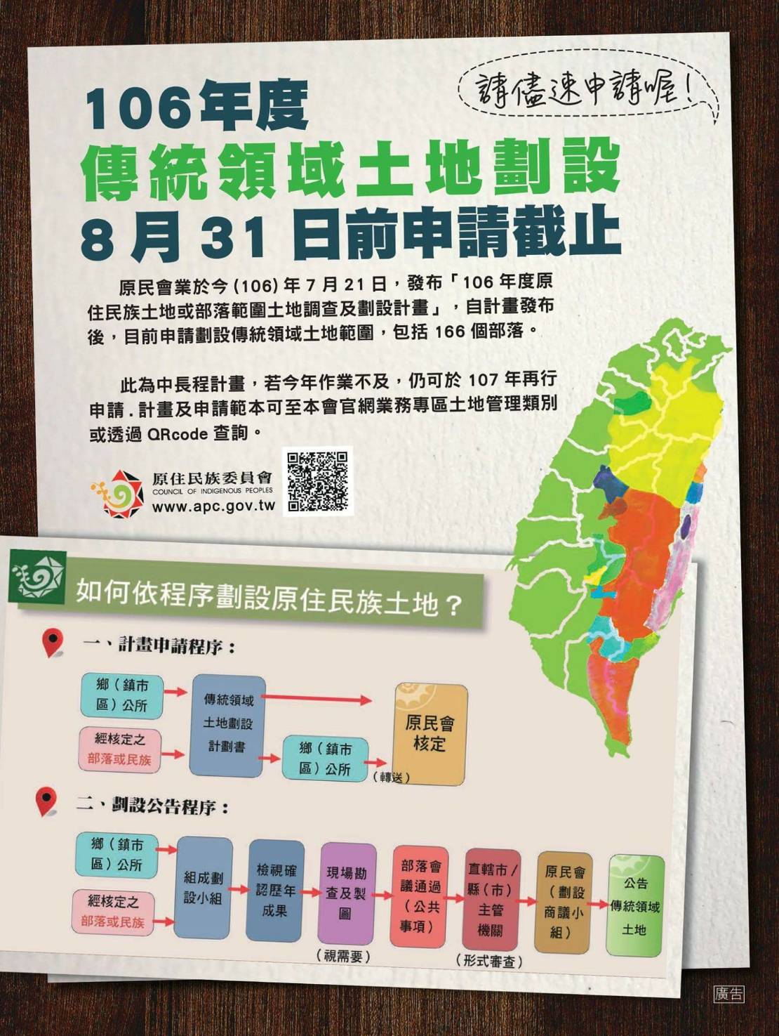 原民會限定8冃31日 截止申請