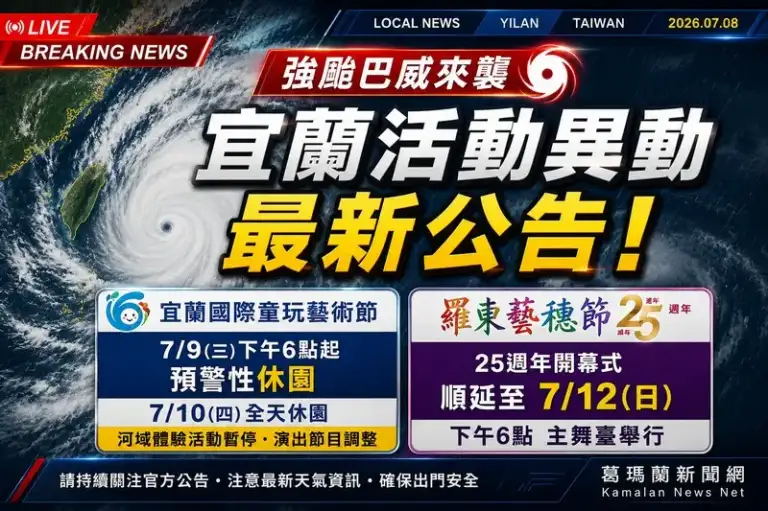 巴威攪局～童玩節休園防颱　羅東藝穗節延至7月12日開幕