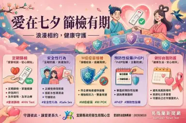七夕浪漫別忘安全～宜蘭衛生局籲防愛滋、梅毒及M痘